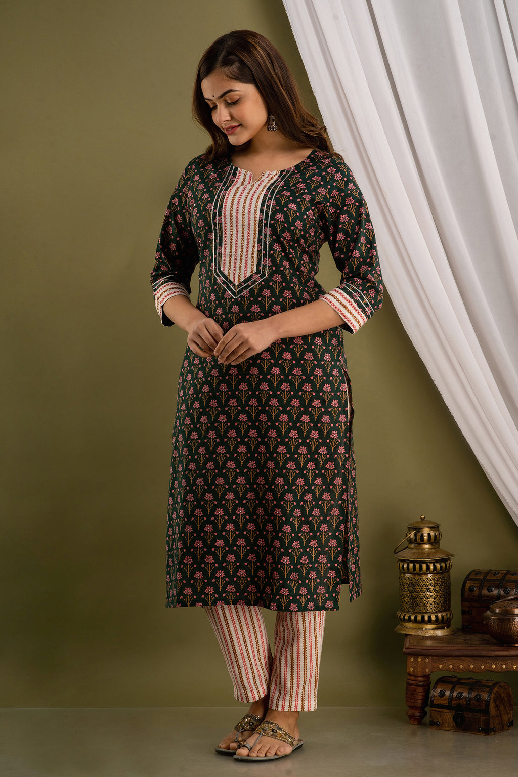 Forest Rose Dupatta Set