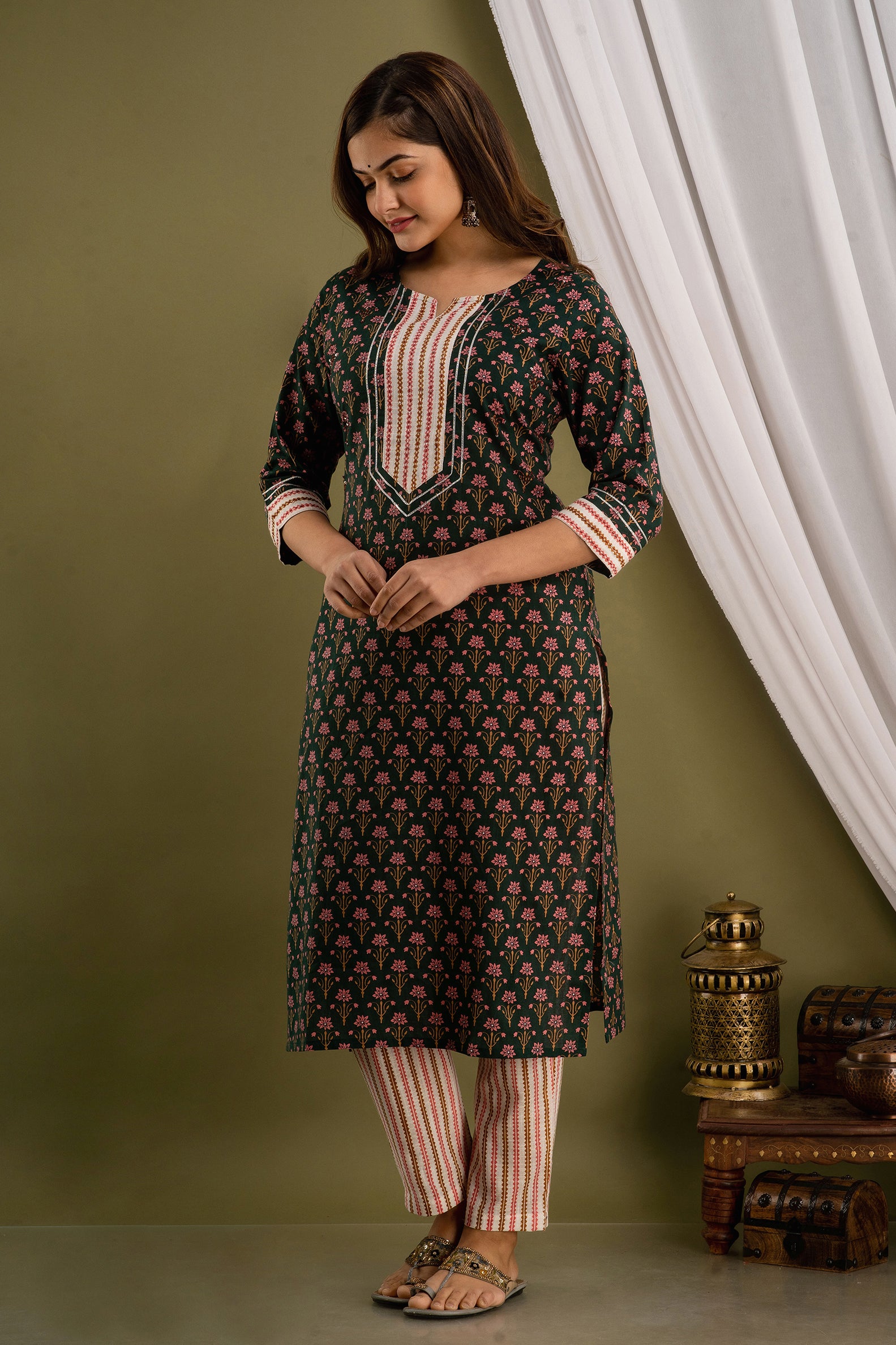 Forest Rose Dupatta Set