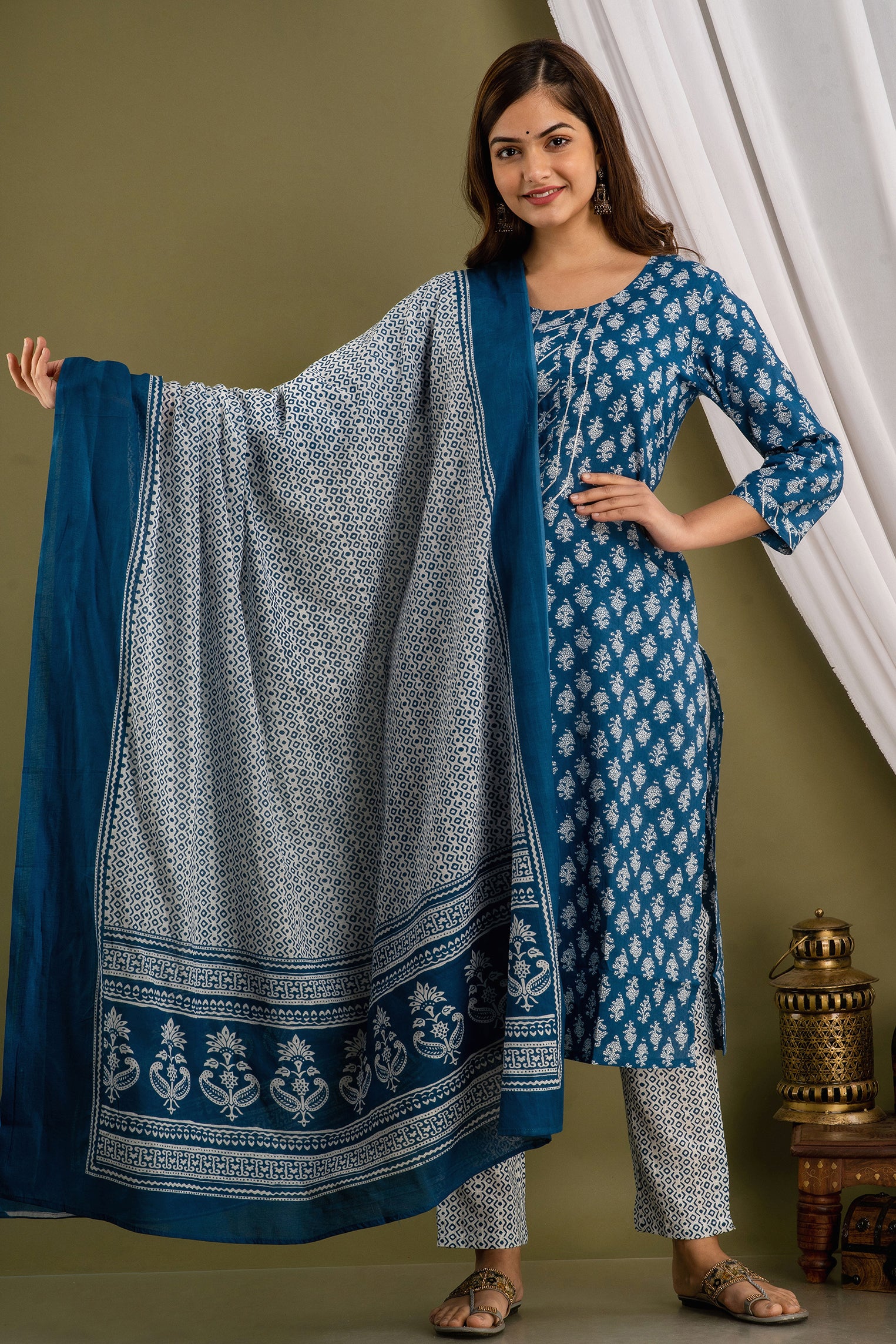 Majestic Indigo Dupatta Set