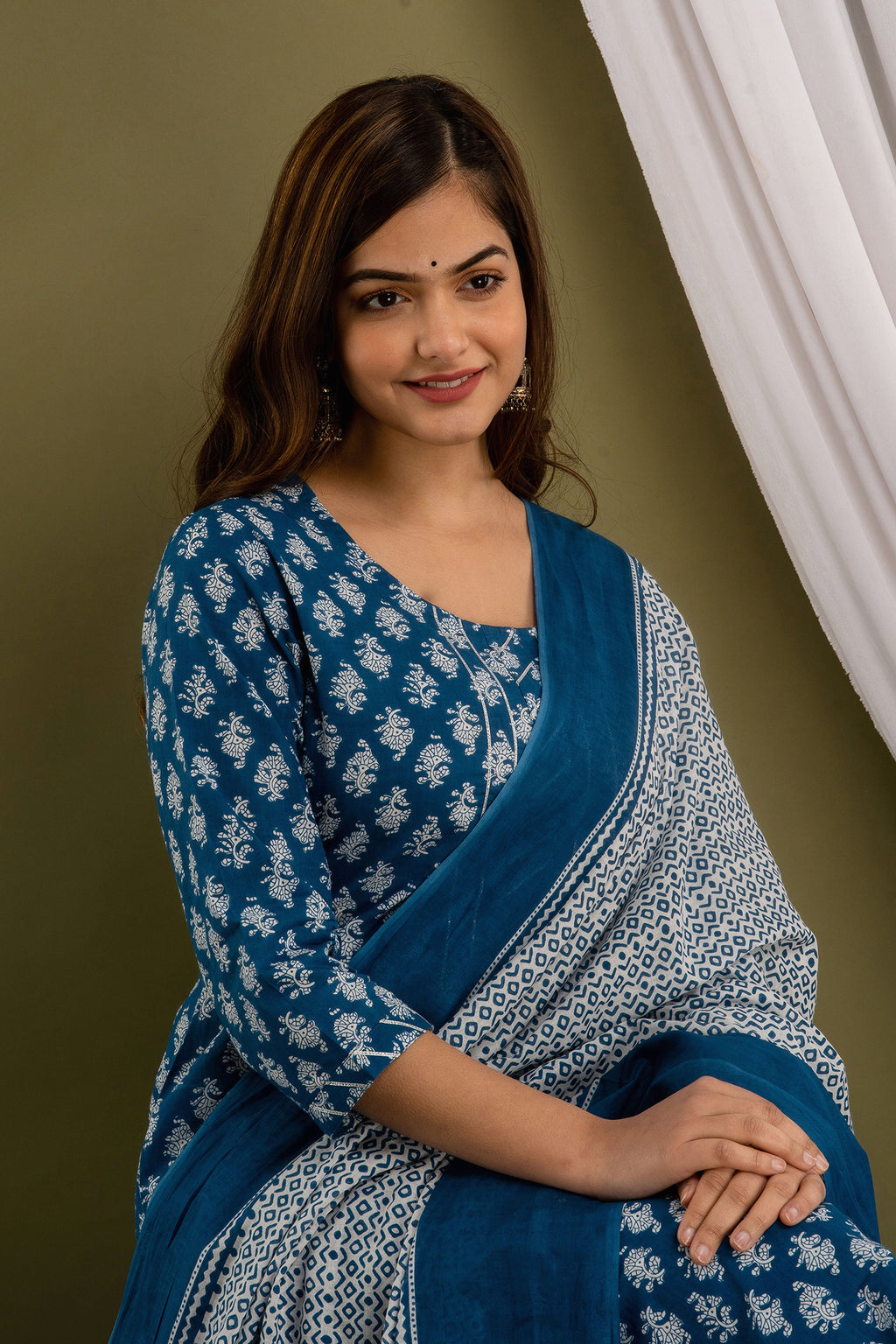 Majestic Indigo Dupatta Set