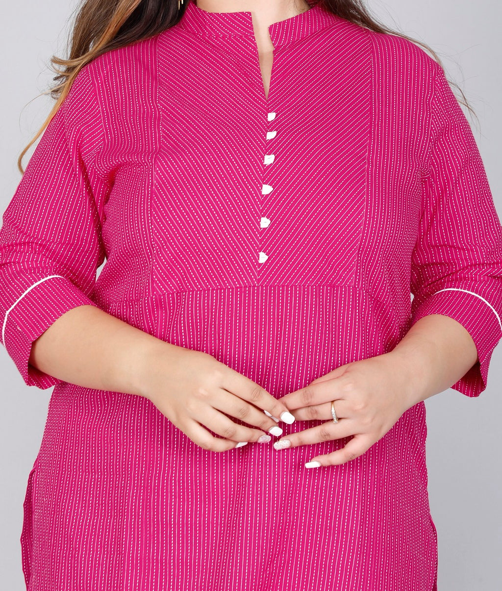 Rani Pink Pinstripe Straight Kurti
