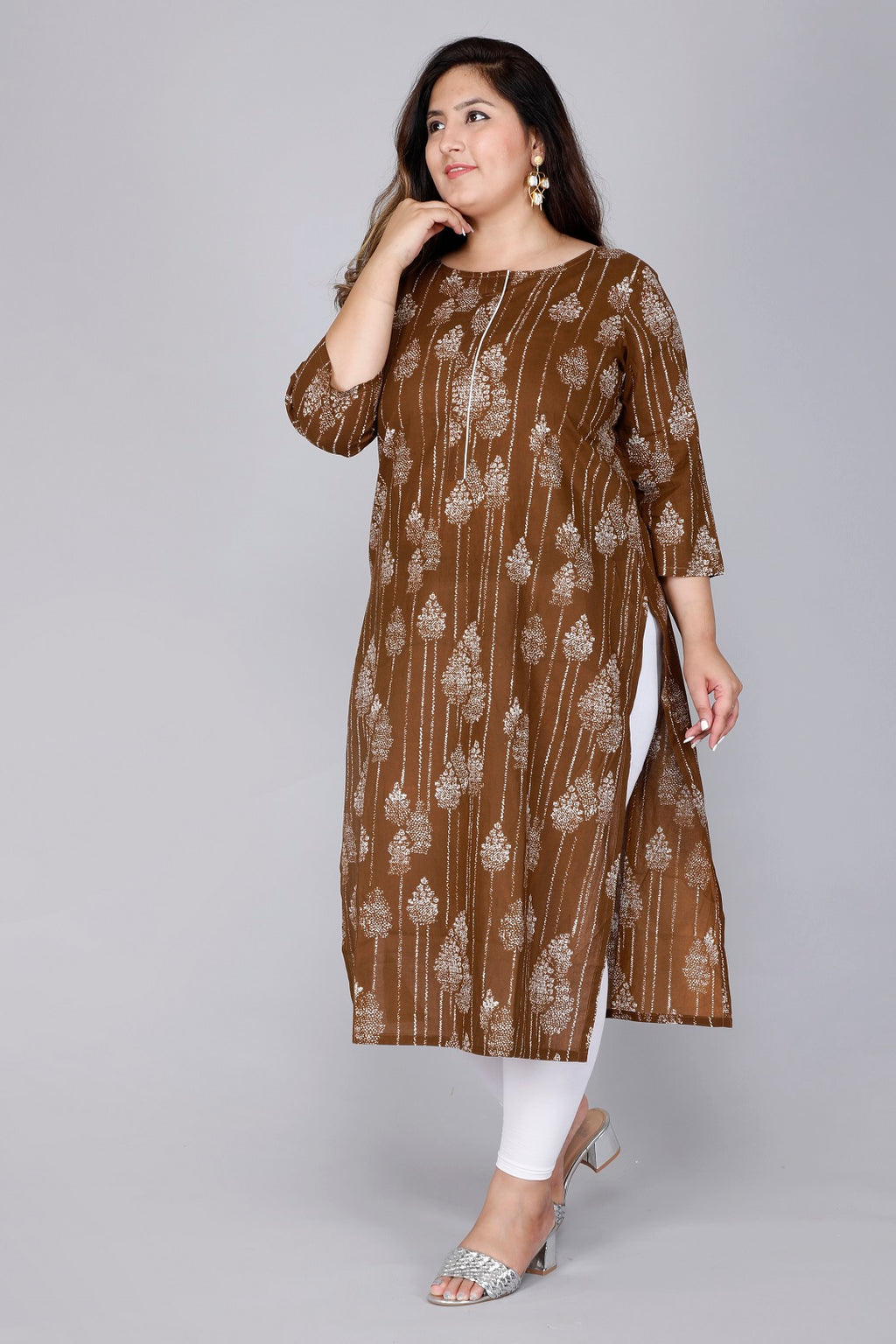 Paisley Foil Print Straight Kurta