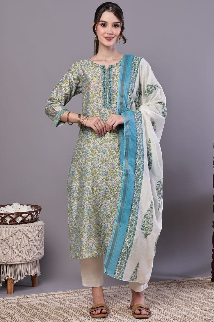 Sage Bloom Dupatta Set