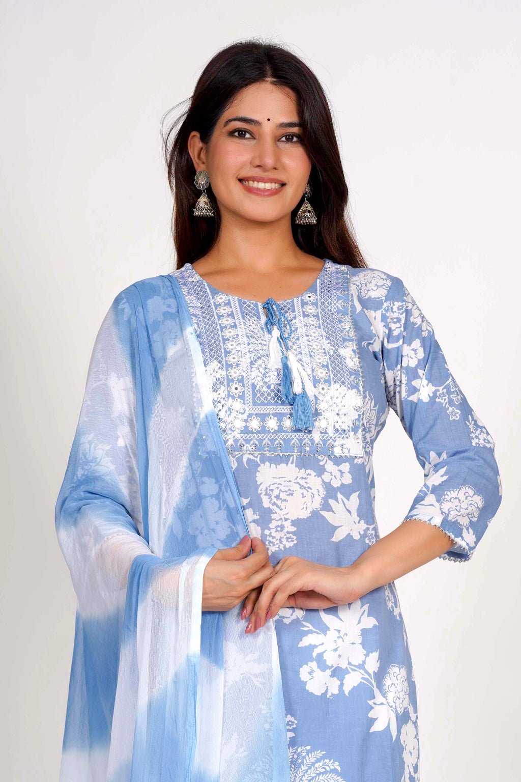 Sky Blue Shadow Dupatta Set