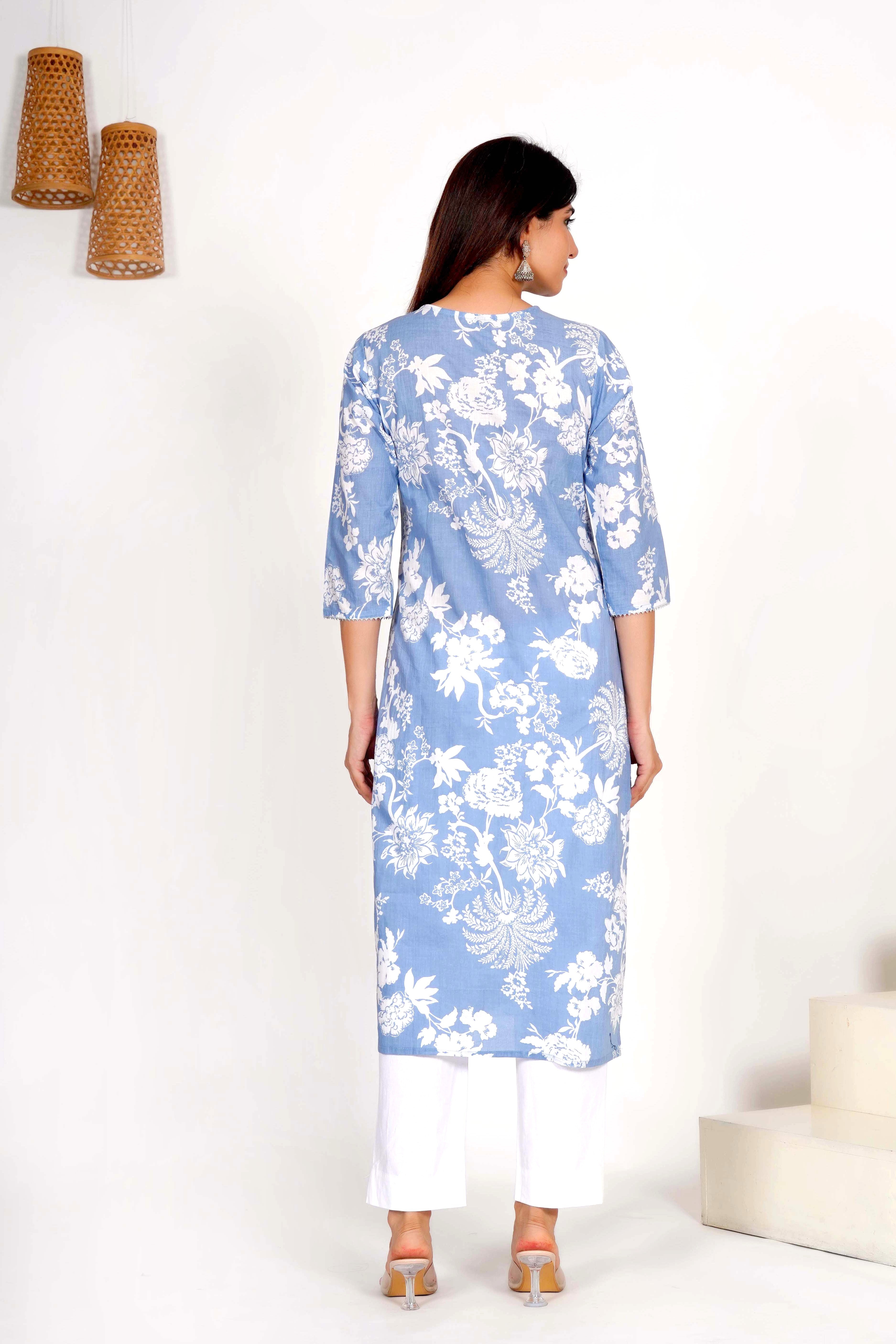 Sky Blue Shadow Dupatta Set