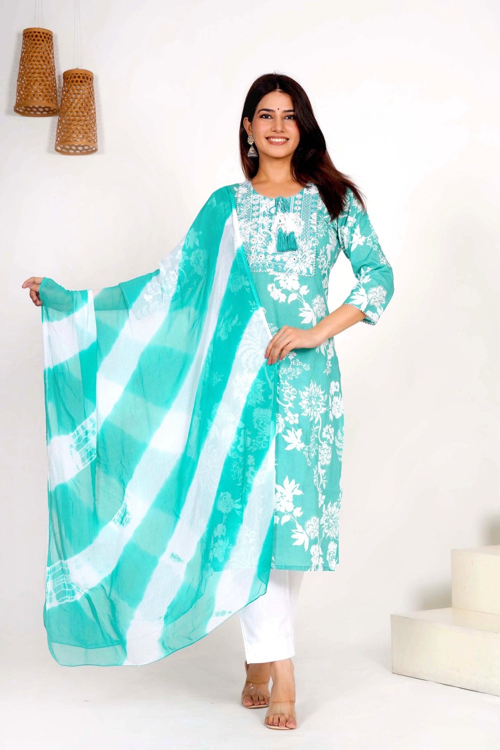 Mint Breeze Dupatta Set