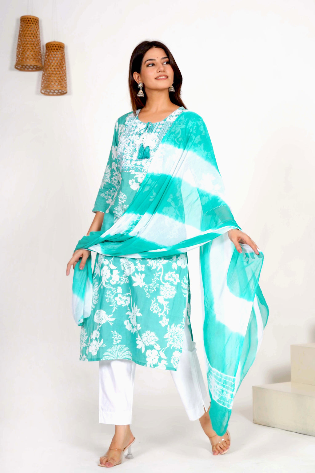 Mint Breeze Dupatta Set