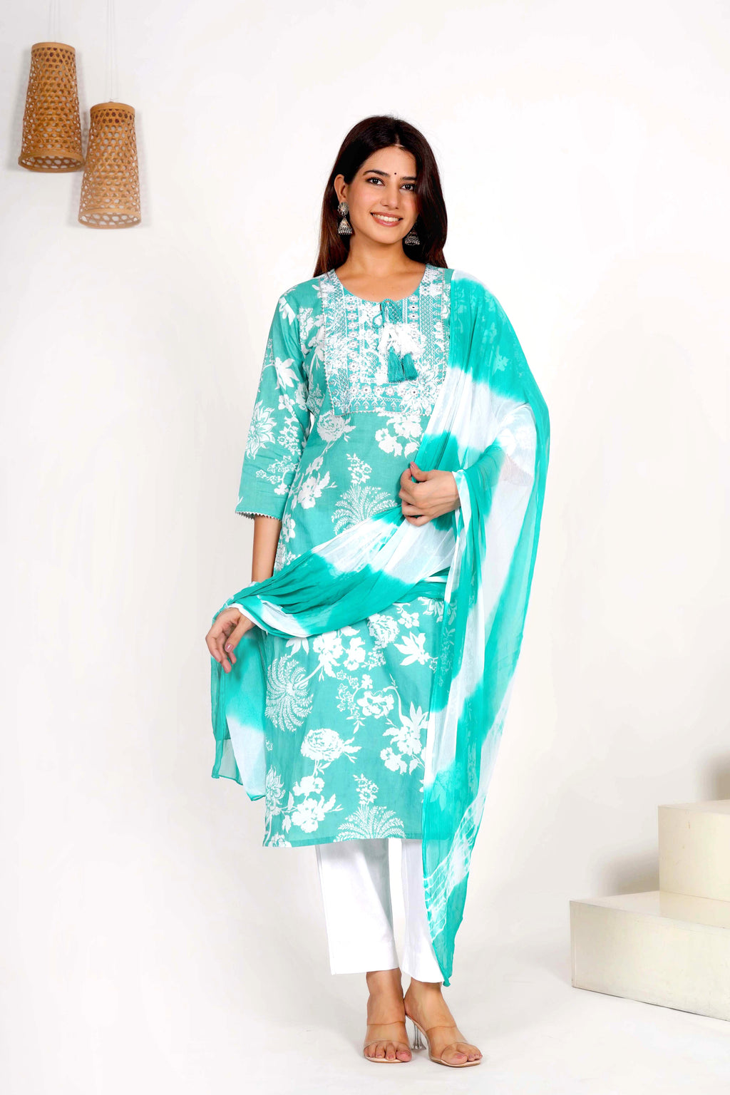 Mint Breeze Dupatta Set