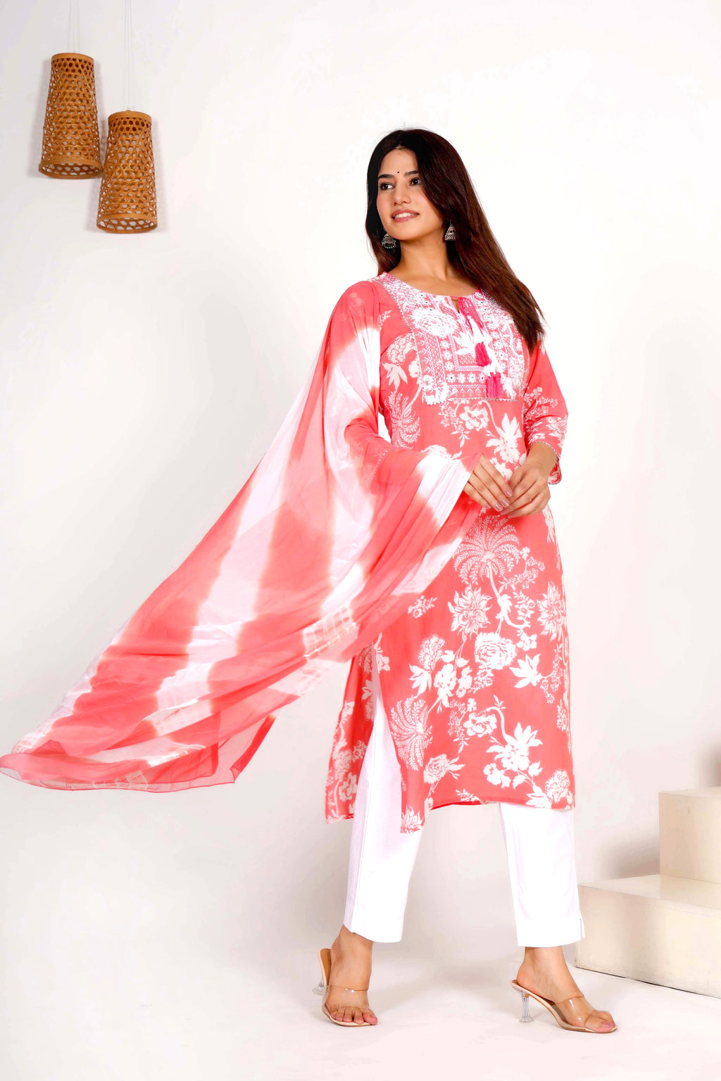 Flamingo Floral Dupatta Set