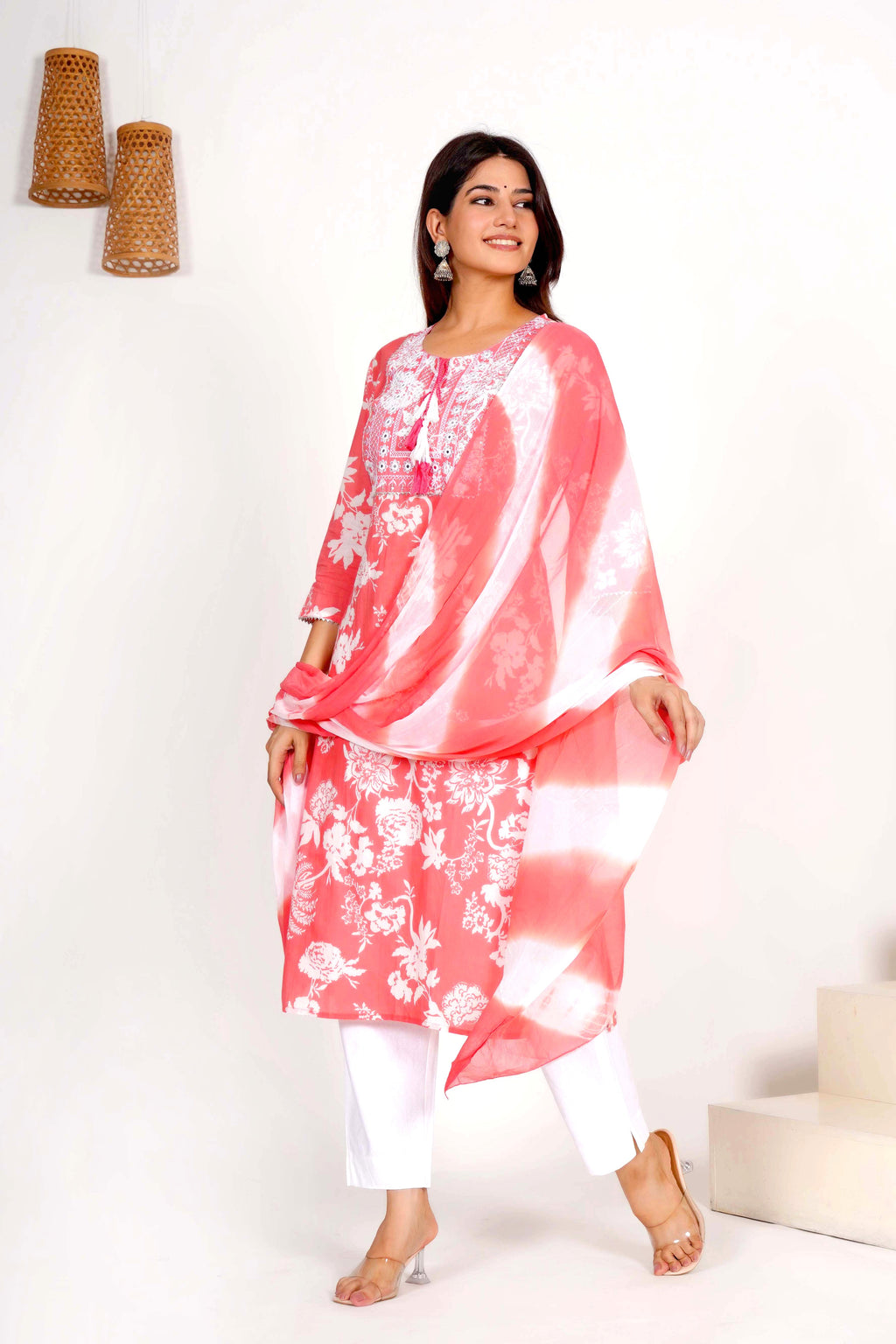 Flamingo Floral Dupatta Set