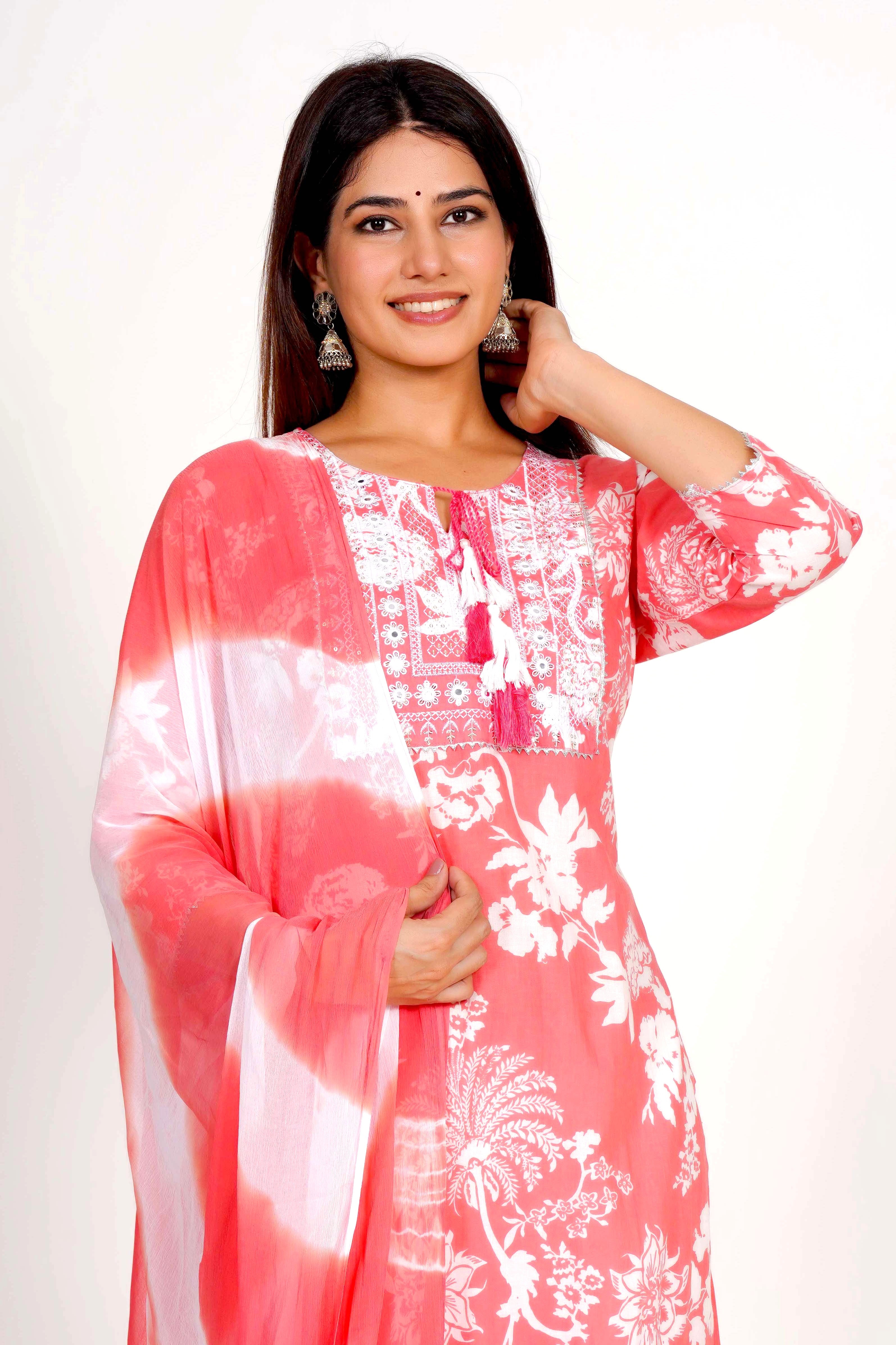 Flamingo Floral Dupatta Set