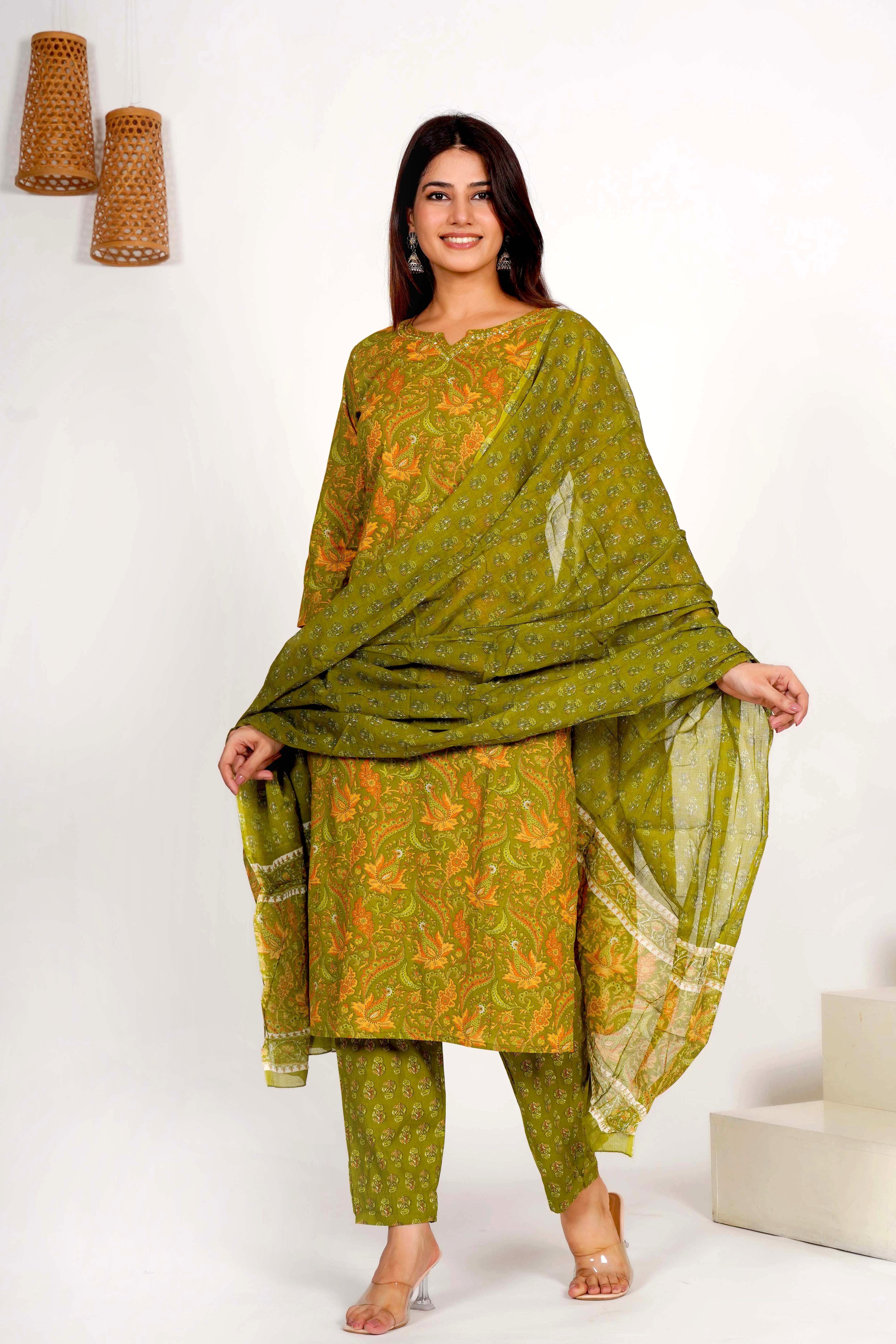 Olive Grove Dupatta Set