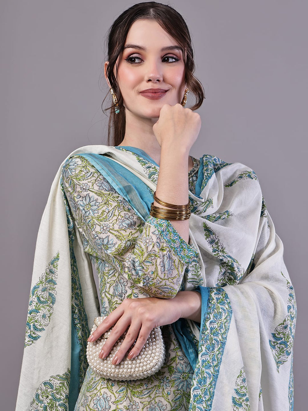 Sage Bloom Dupatta Set