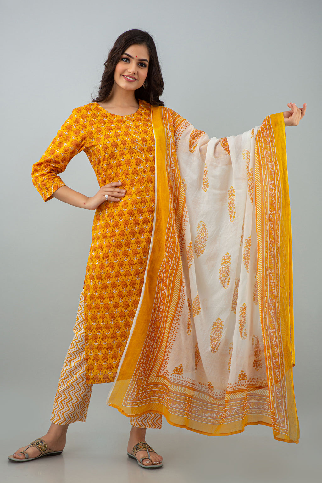 Mustard Yellow Dupatta Set
