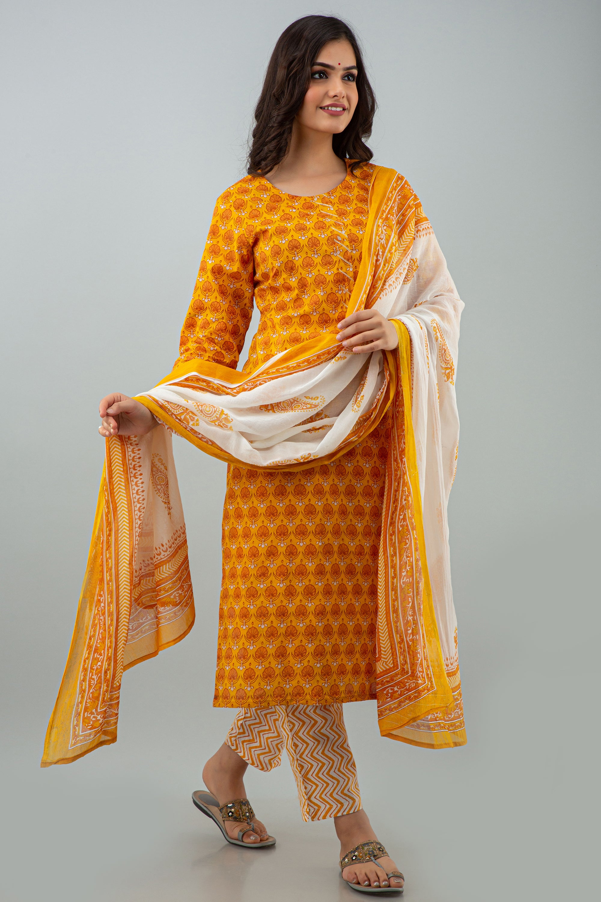 Mustard Yellow Dupatta Set