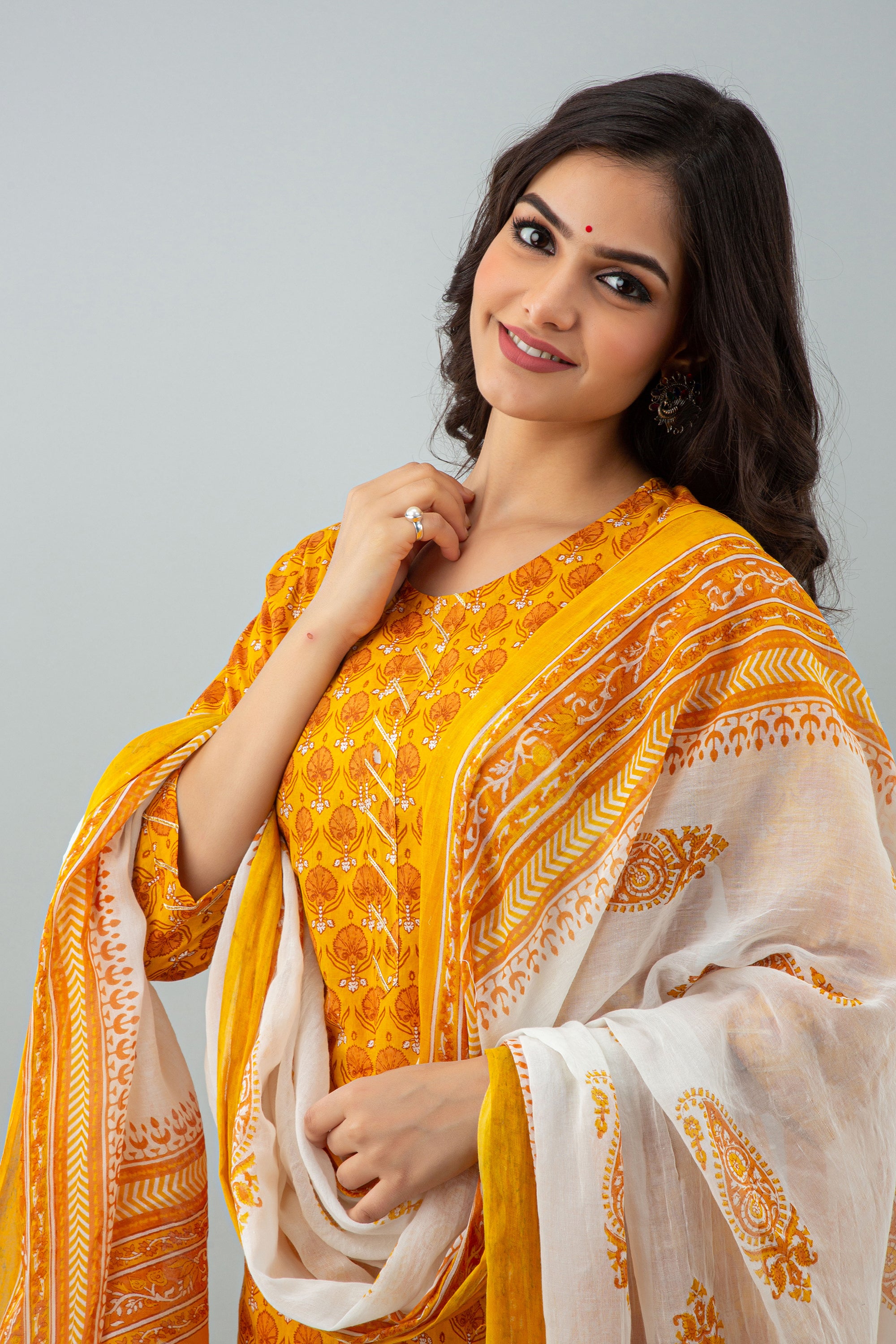 Mustard Yellow Dupatta Set