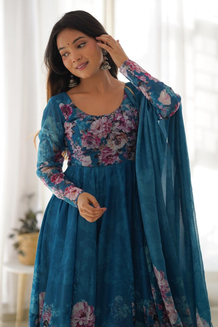 Sapphire Gardenia Anarkali Set