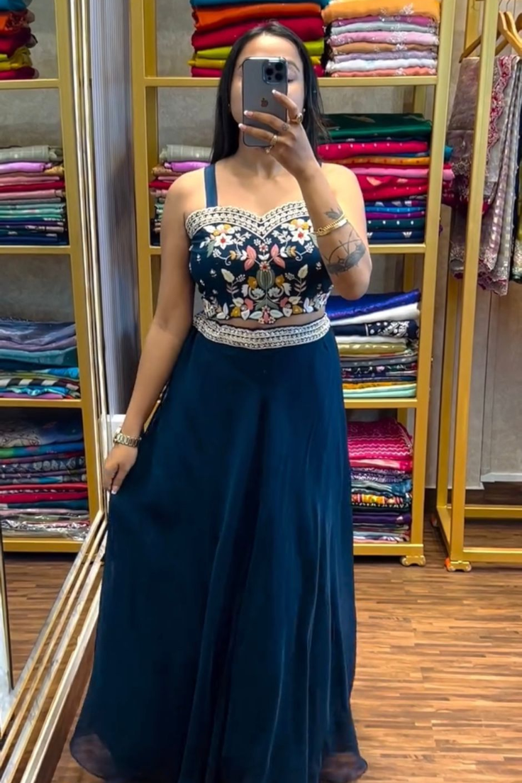 Midnight Mosaic Jacket Style Lehenga