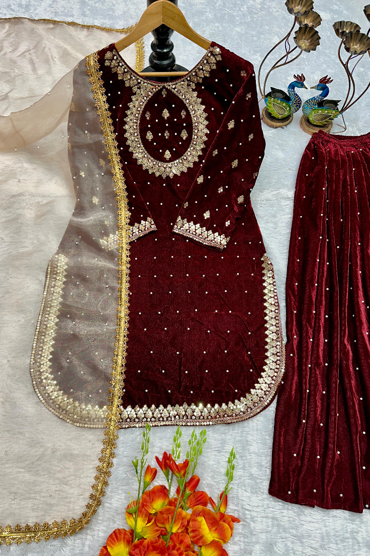 Velvet Heritage Plazzo Set