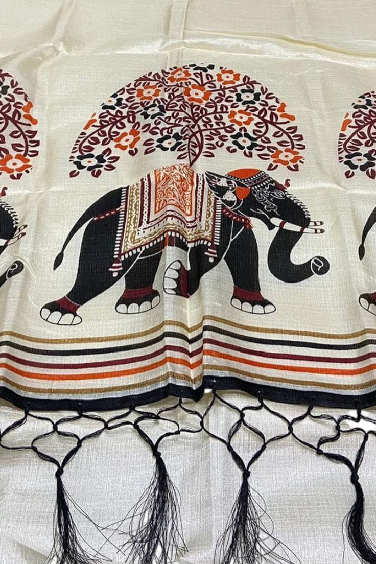 Heritage Elephant Khadi Silk Saree