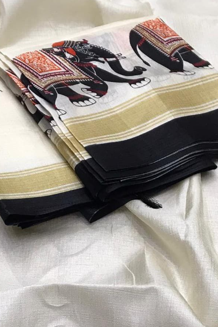 Heritage Elephant Khadi Silk Saree