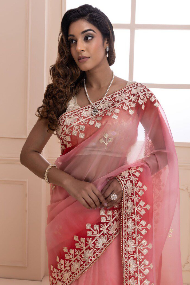 Rose Quartz Butterfly Saree