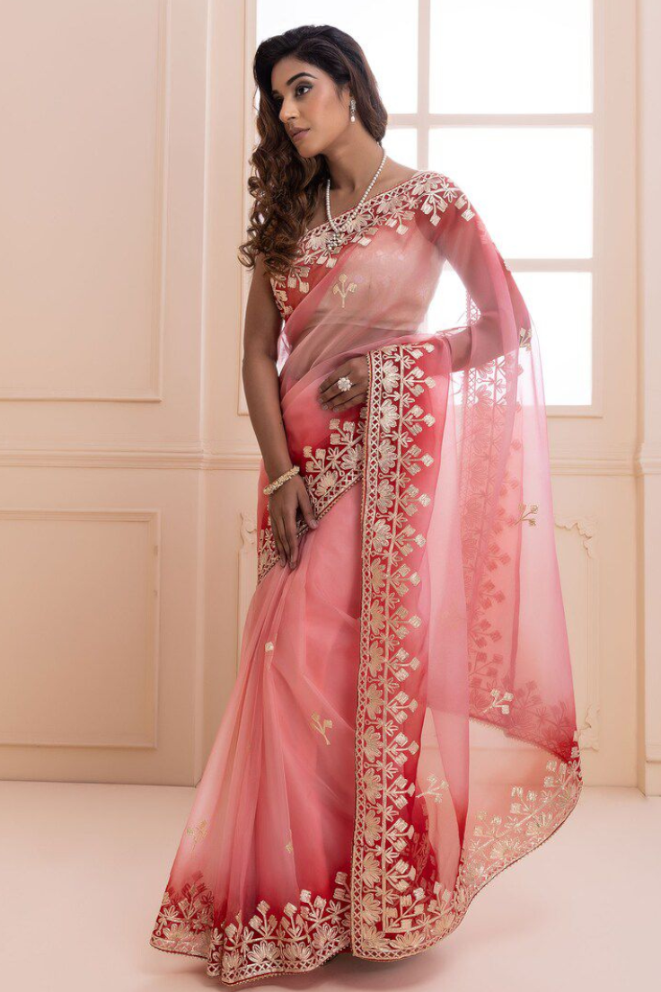 Rose Quartz Butterfly Saree