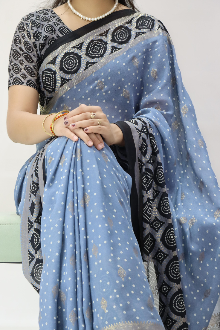 Bandhni Moss Saree