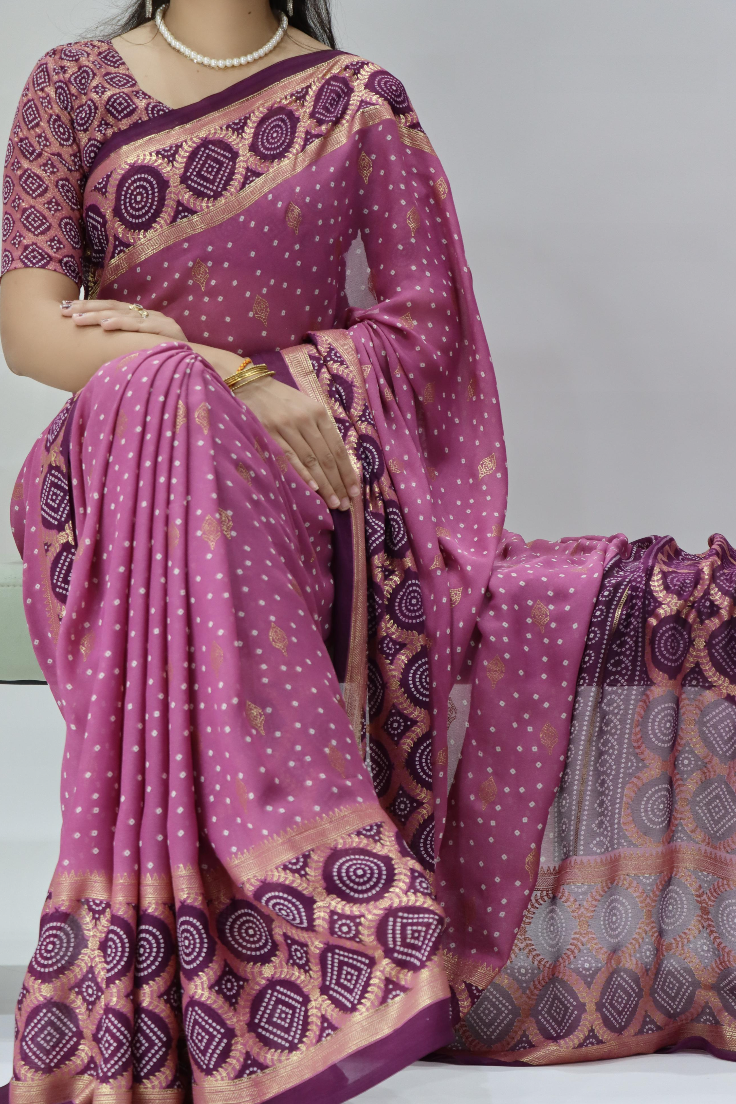 Bandhni Moss Saree
