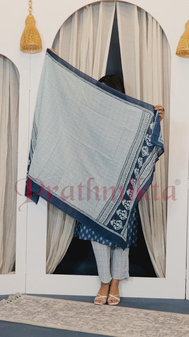 Majestic Indigo Dupatta Set