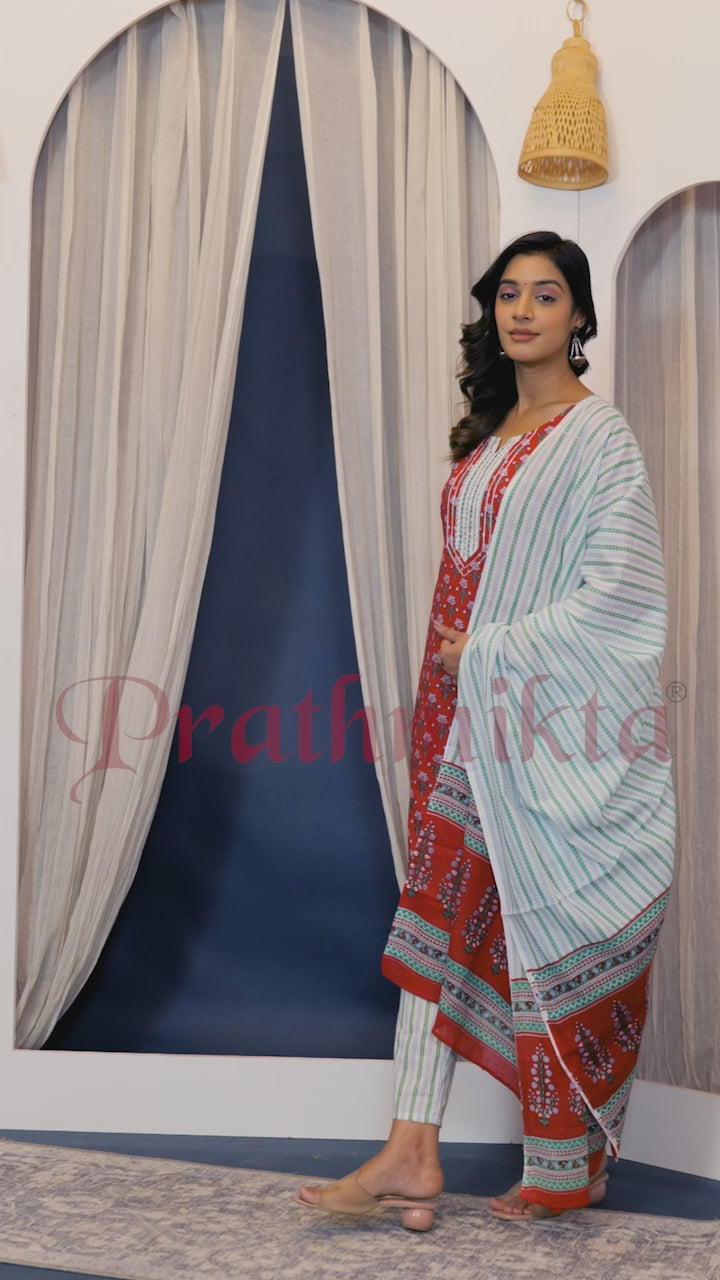 Ruby Bloom Dupatta Set