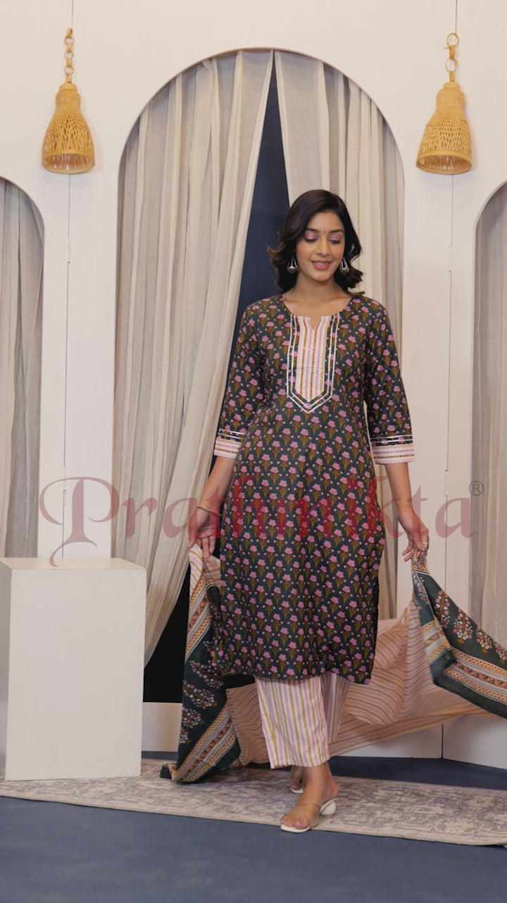 Forest Rose Dupatta Set