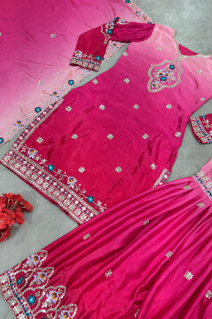 Pink Ombre Sharara Set