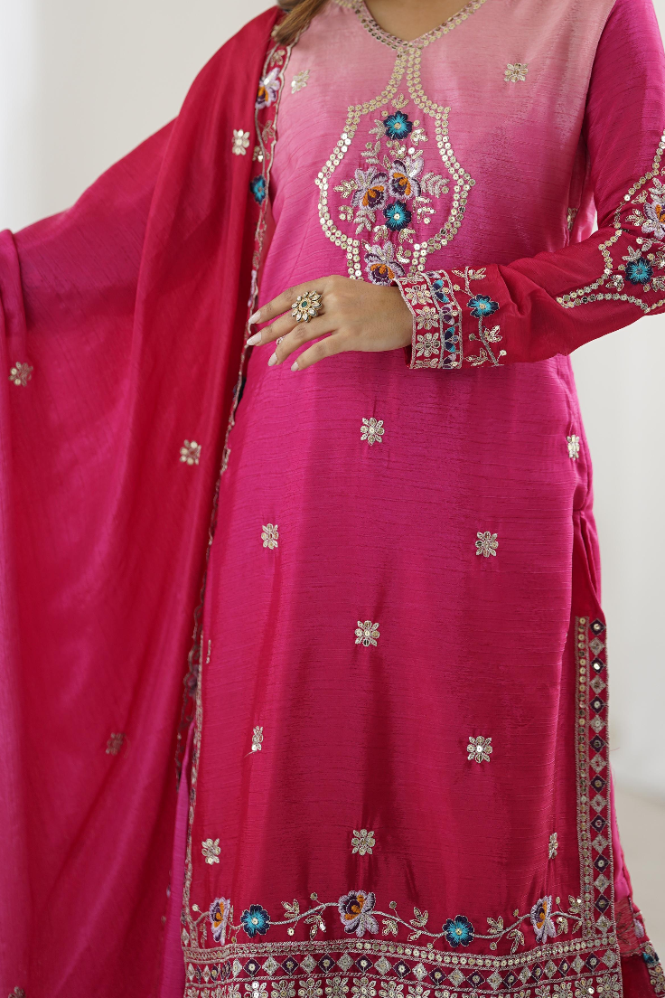 Pink Ombre Sharara Set