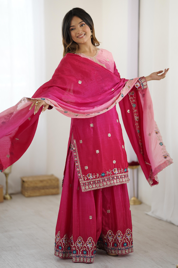 Pink Ombre Sharara Set