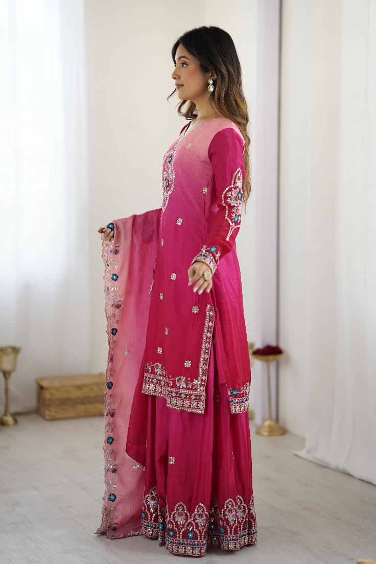 Pink Ombre Sharara Set