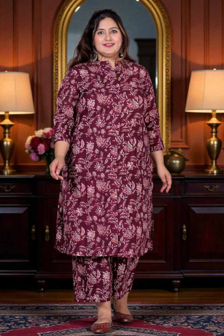 Burgundy Bloom Co-ord Set