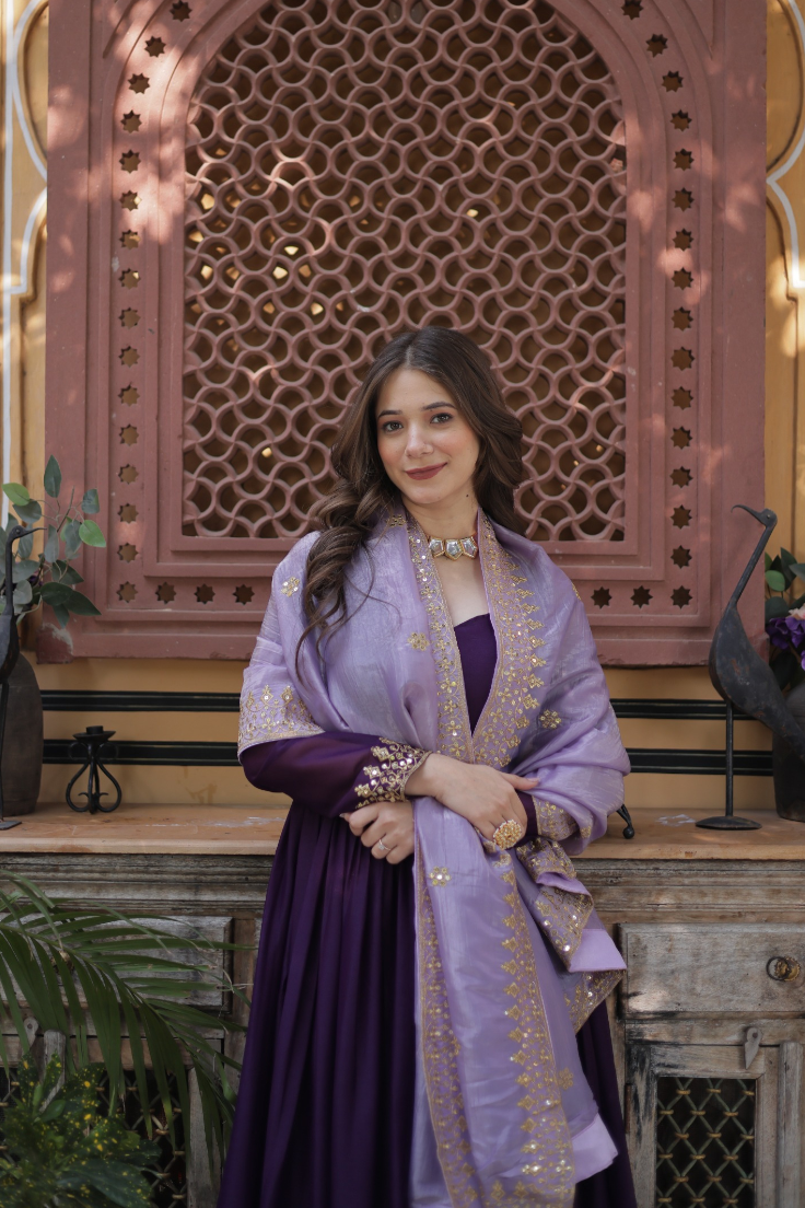 Majestic Grape Anarkali