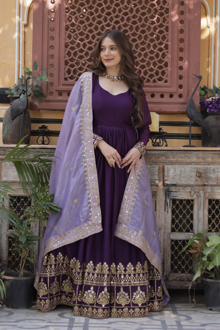 Majestic Grape Anarkali