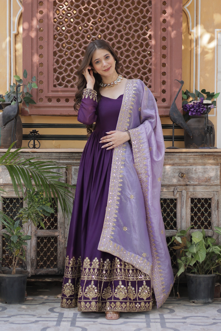 Majestic Grape Anarkali